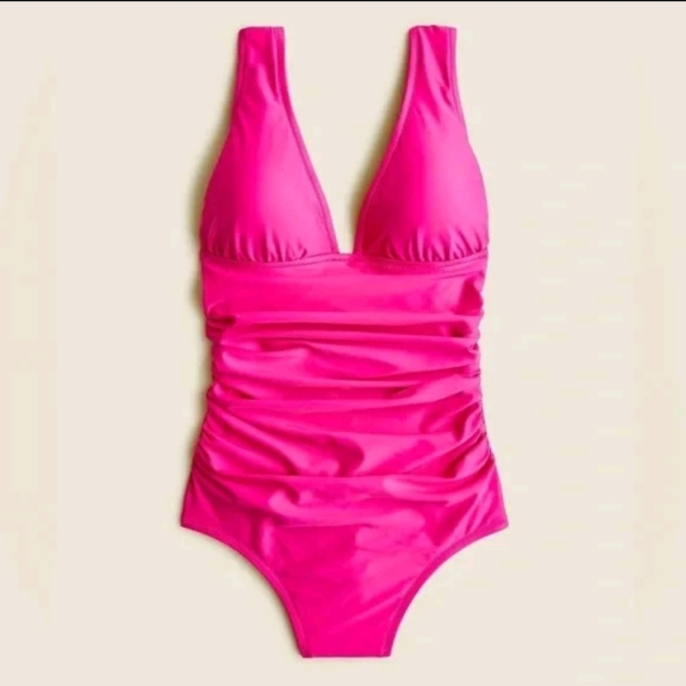 Women's J Crew Ruched plunge one-piece swimsuit